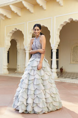 Silver Grey Feather Gown1