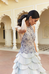 Silver Grey Feather Gown2