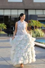 Silver Grey Feather Gown