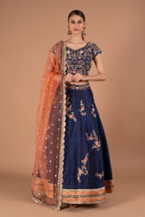 Midnight Blue Zardozi Lehenga