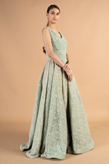 Teal  Full Length  Flared  GownDSC00591