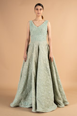 Teal  Full Length  Flared  GownDSC00592
