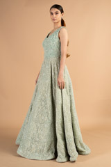 Teal  Full Length  Flared  GownDSC00593