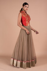 Grey Zari Work Top Bottom SetDSC07708