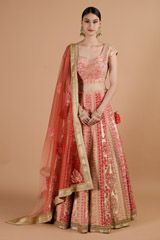 Pink Thread Velvet Lehenga