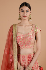 Pink Thread Velvet Lehenga_DTR4491-1