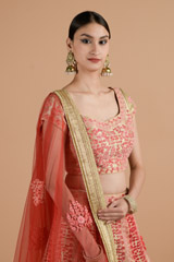 Pink Thread Velvet Lehenga_DTR4497-1