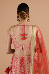Pink Thread Velvet Lehenga_DTR4504-1