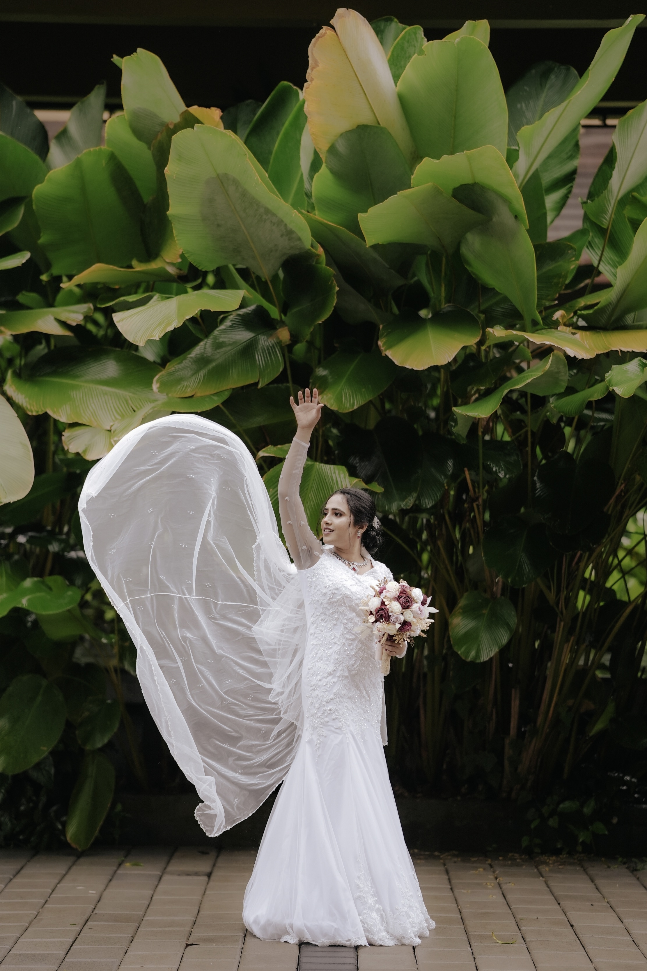 White Bridal Gown With Pearls And Sequins Embellishment1
