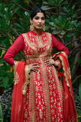 Emerald Red Gold Dori Anarkali_DSC0010