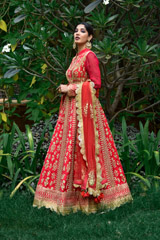 Emerald Red Gold Dori Anarkali_DSC0032