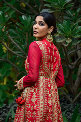 Emerald Red Gold Dori Anarkali_DSC0044