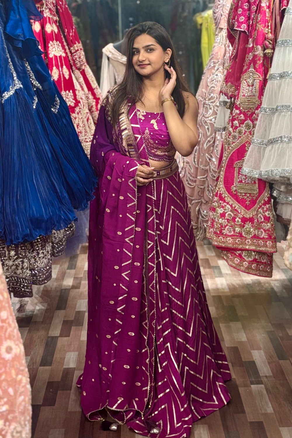 Purple Lehenga With Gold Chevron Gota Patti And Lace Work3