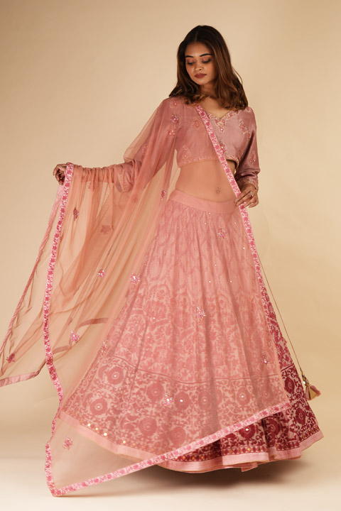 Old Rose Chanderi Lehenga