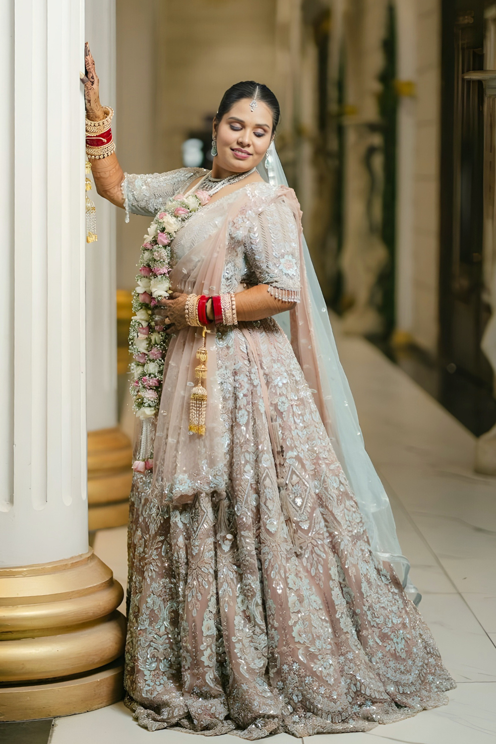 Pink and Powder Blue Lehenga set1