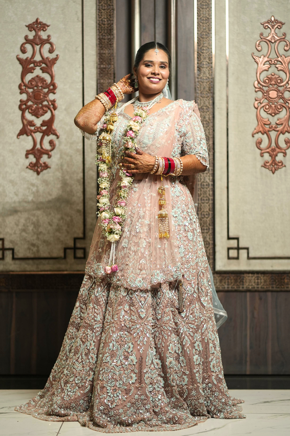 Pink and Powder Blue Lehenga set2