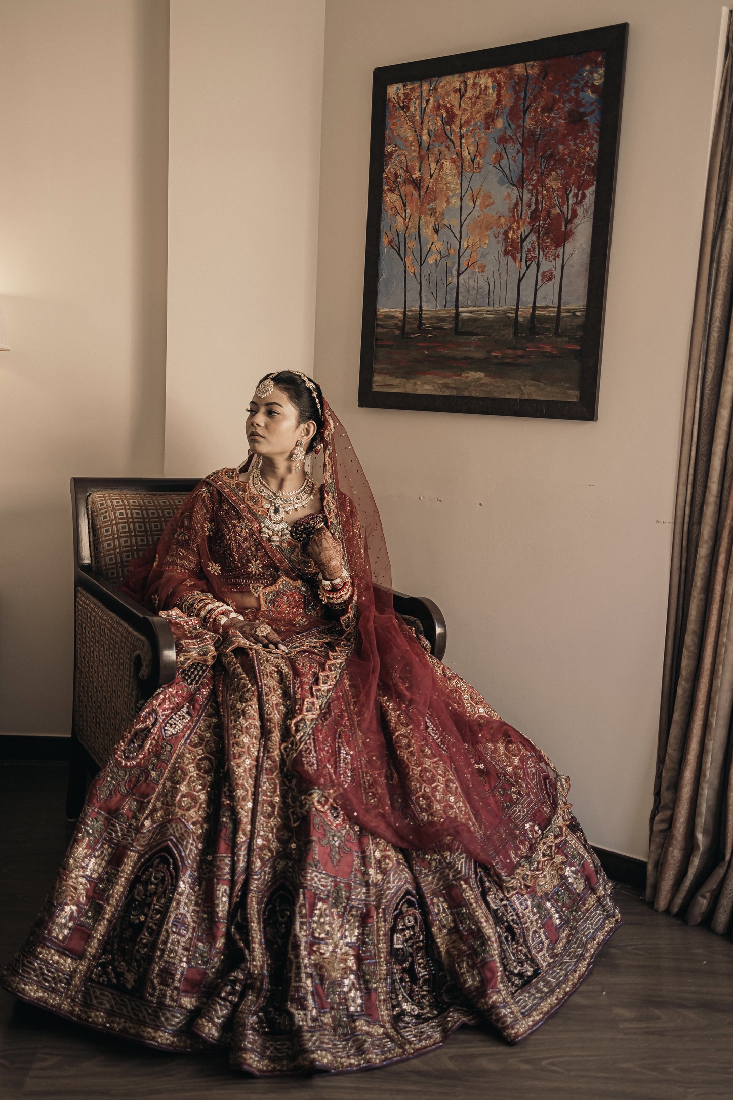 Maroon Bridal Lehenga With Patchwork Beads And Zari Work Embellishment