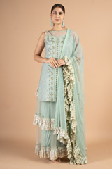 Mint  Ruffled Sharara Kurta