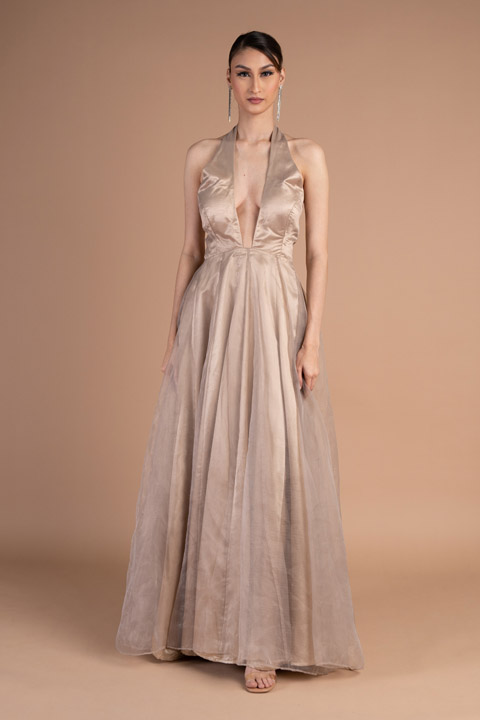 Draped Organza Gown