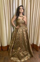 Brocade Off Shoulder Gown