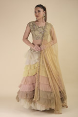 Beige Scallop Layered Lehenga_DTR2686