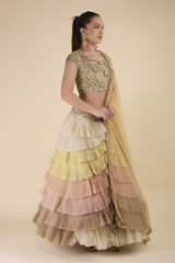 Beige Scallop Layered Lehenga_DTR2688
