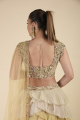 Beige Scallop Layered Lehenga_DTR2694