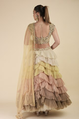 Beige Scallop Layered Lehenga_DTR2695