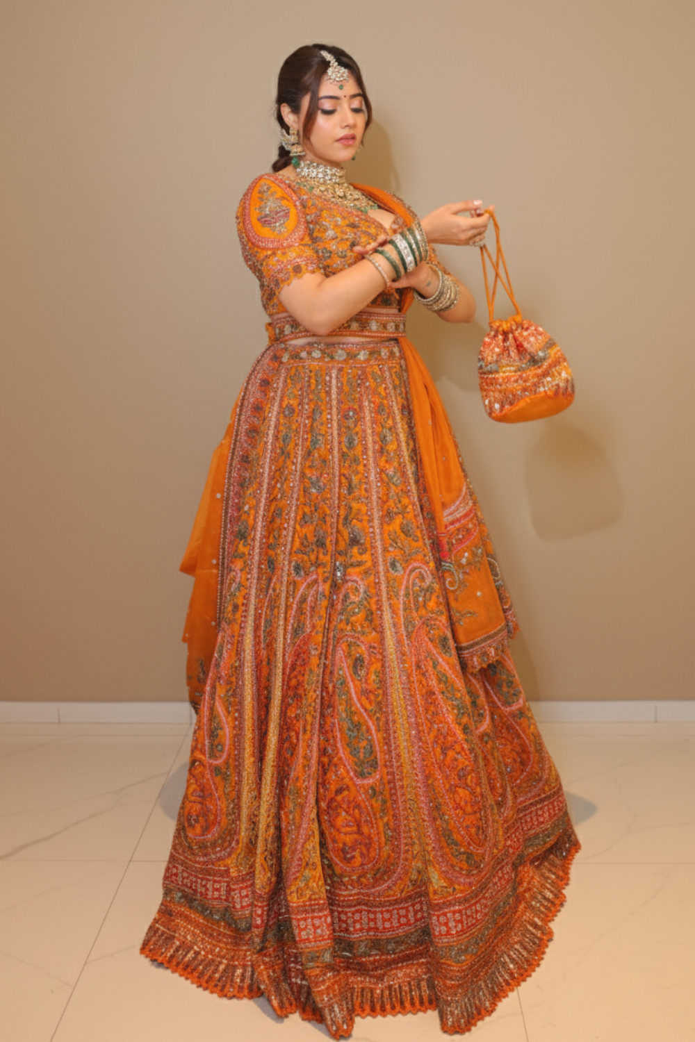 Mustard Yellow Embroidered Lehenga With Sequins Beads Zari Work Embellishment1