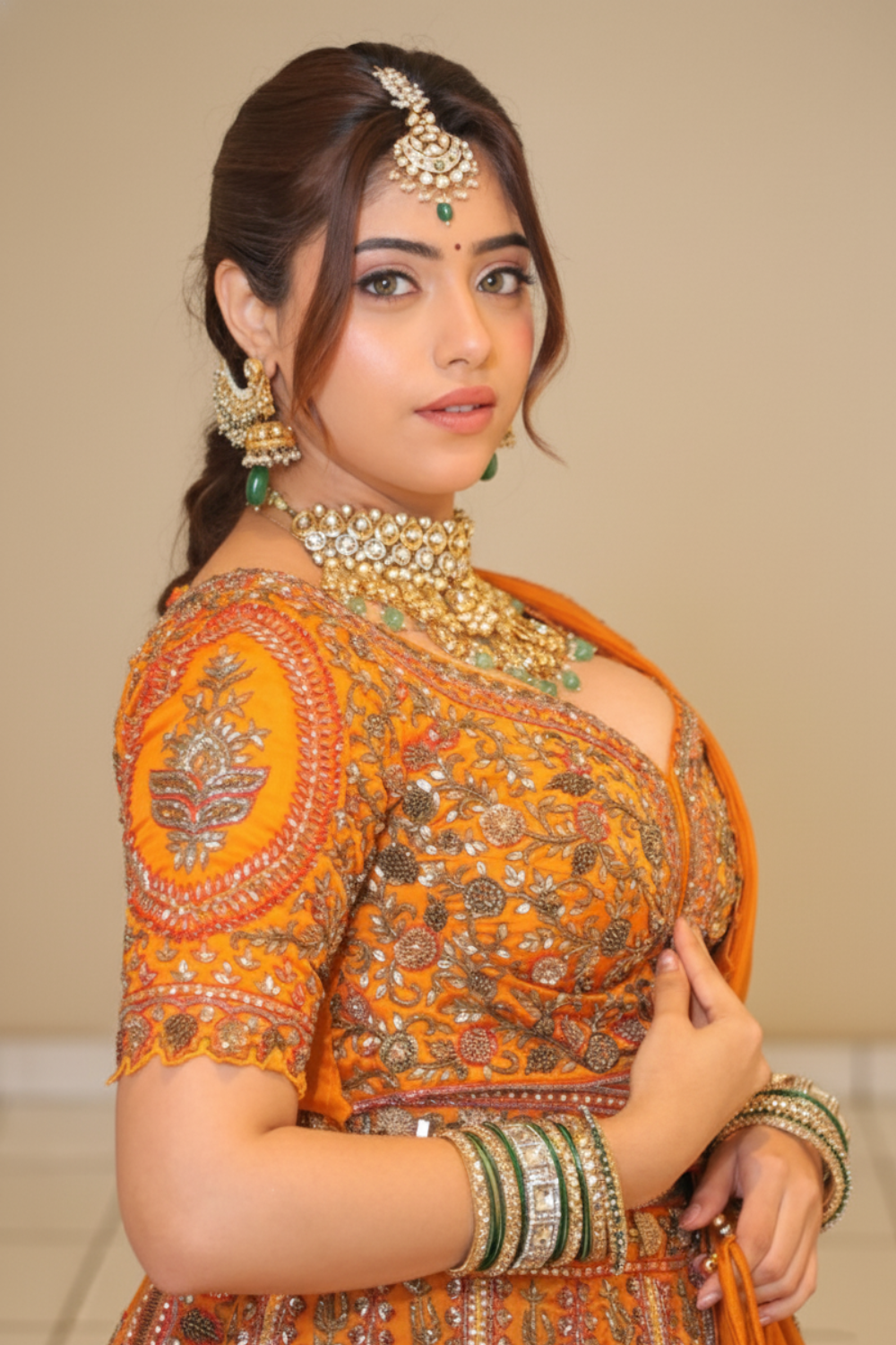 Mustard Yellow Embroidered Lehenga With Sequins Beads Zari Work Embellishment2