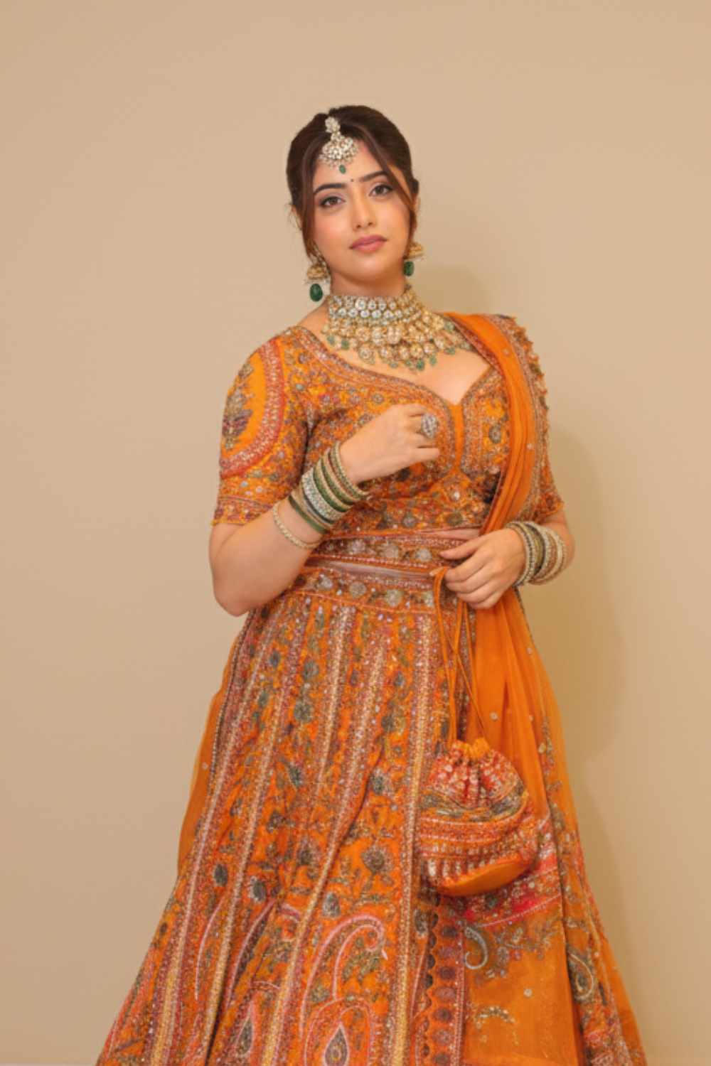 Mustard Yellow Embroidered Lehenga With Sequins Beads Zari Work Embellishment4