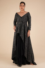 Black Embroidered Top Bottom Set