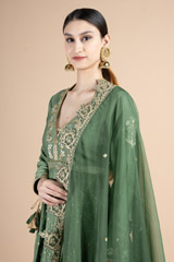 Moss Green Chanderi Lehenga SetDSC09861