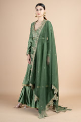 Moss Green Chanderi Lehenga SetDSC09862