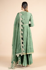 Moss Green Chanderi Lehenga SetDSC09869