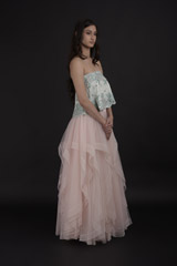 Pink Embroidered Top Bottom Set_SUB8091