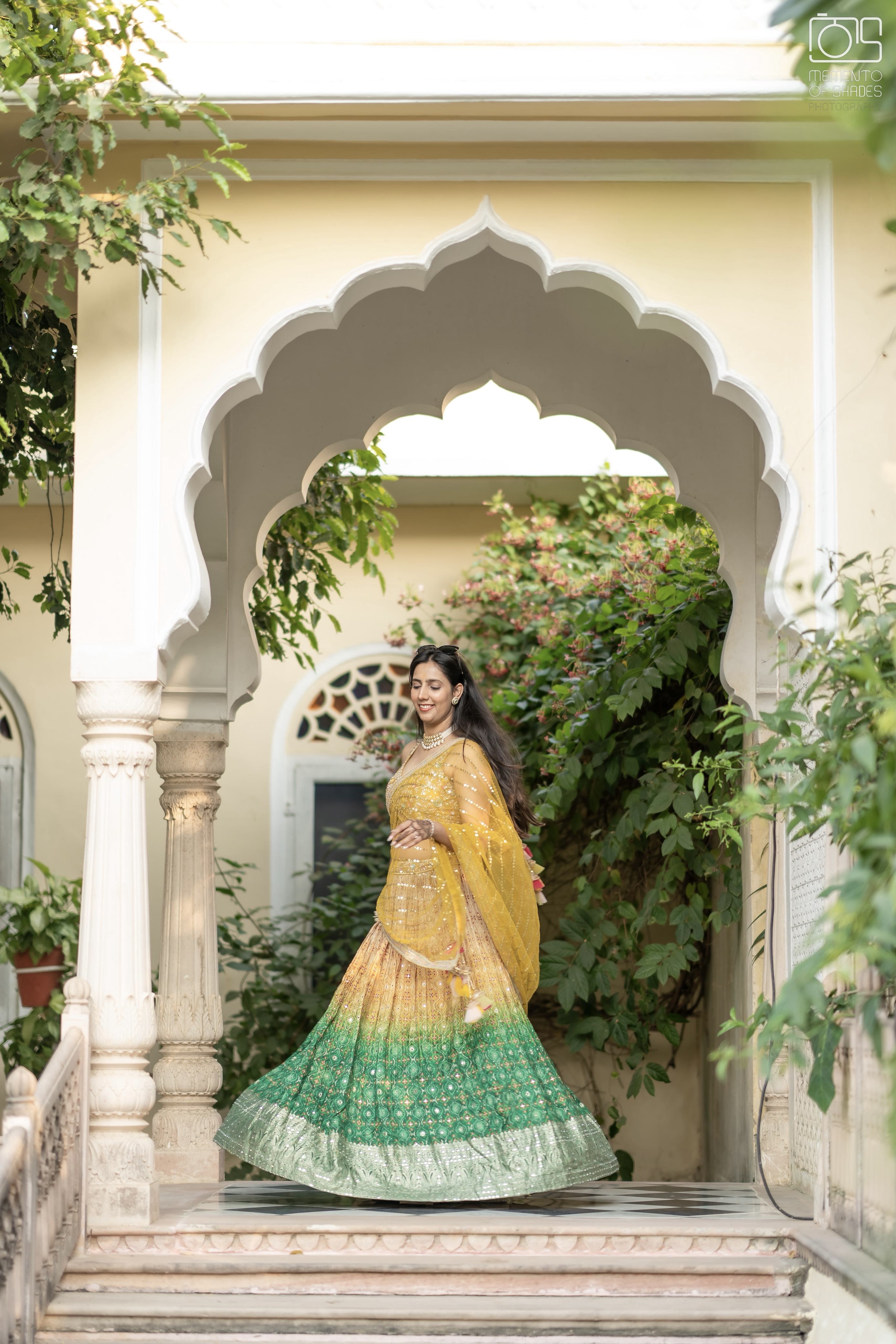 Yellow Green Ombre Lehenga With Sequin Mirror Work Embellishment1