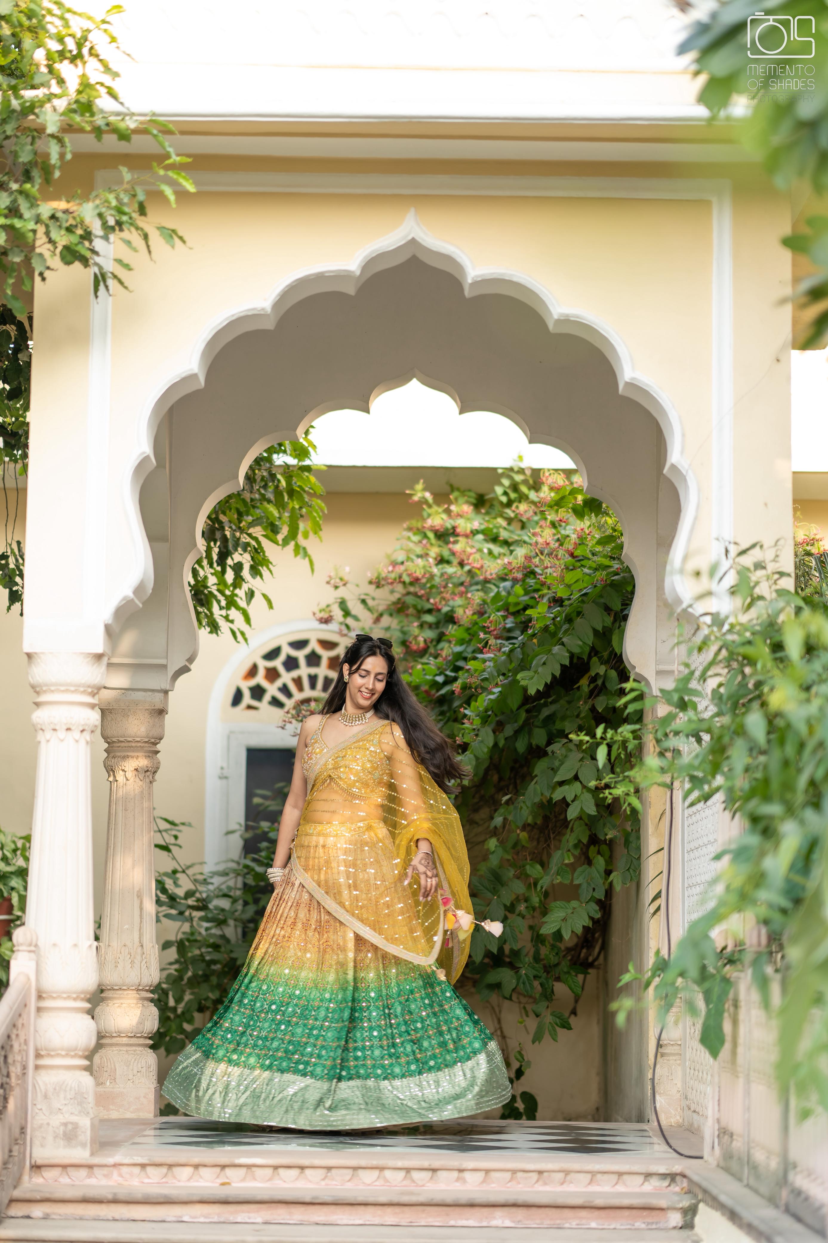 Yellow Green Ombre Lehenga With Sequin Mirror Work Embellishment2
