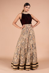 Gold And Maroon  Embellished  Gown