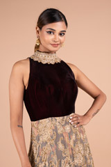 Gold And Maroon  Embellished  GownDSC07566