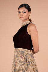 Gold And Maroon  Embellished  GownDSC07569