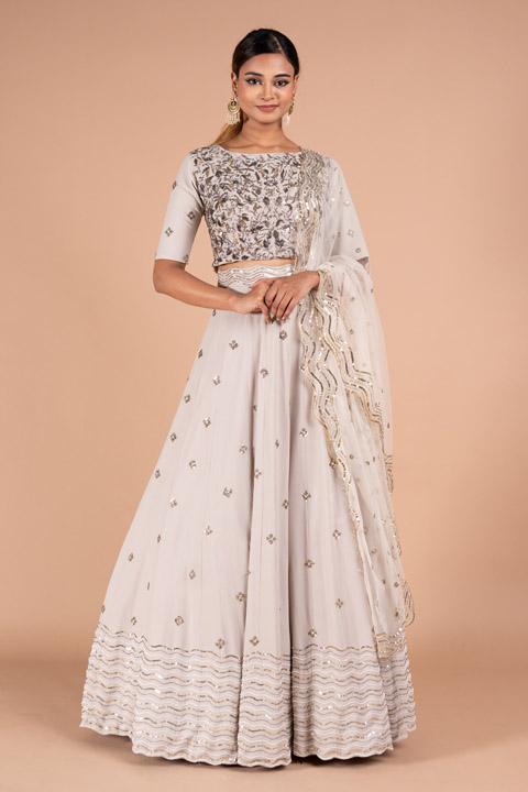 Grey Waves Butis Lehenga