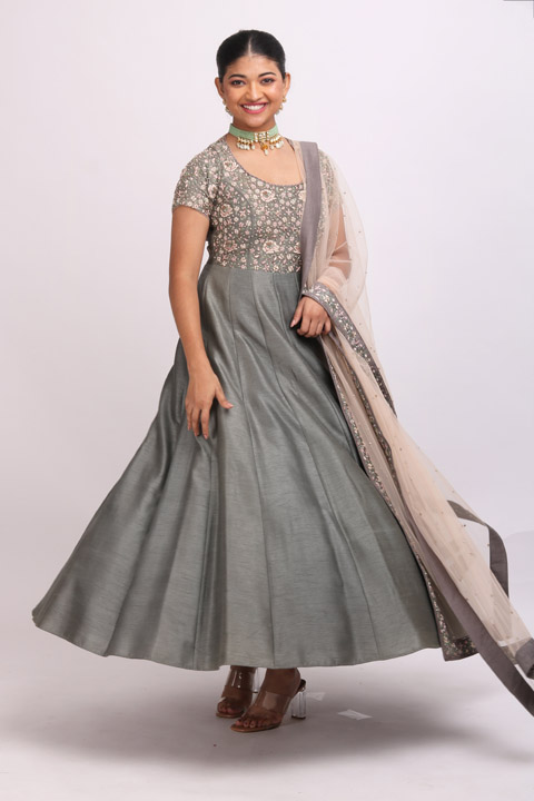 Grey Resham Work Anarkali
