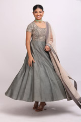 Grey Resham Work Anarkali