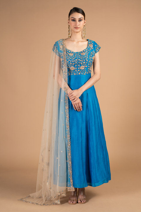 Blue Zardosi Anarkali Set