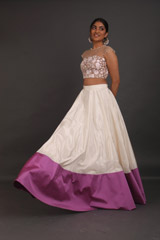 Off White And Mauve Embroidered Top Bottom SetIMG_3112