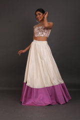 Off White And Mauve Embroidered Top Bottom SetIMG_3117