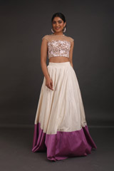 Off White And Mauve Embroidered Top Bottom SetIMG_3119