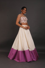 Off White And Mauve Embroidered Top Bottom SetIMG_3139