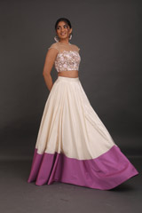 Off White And Mauve Embroidered Top Bottom SetIMG_3144